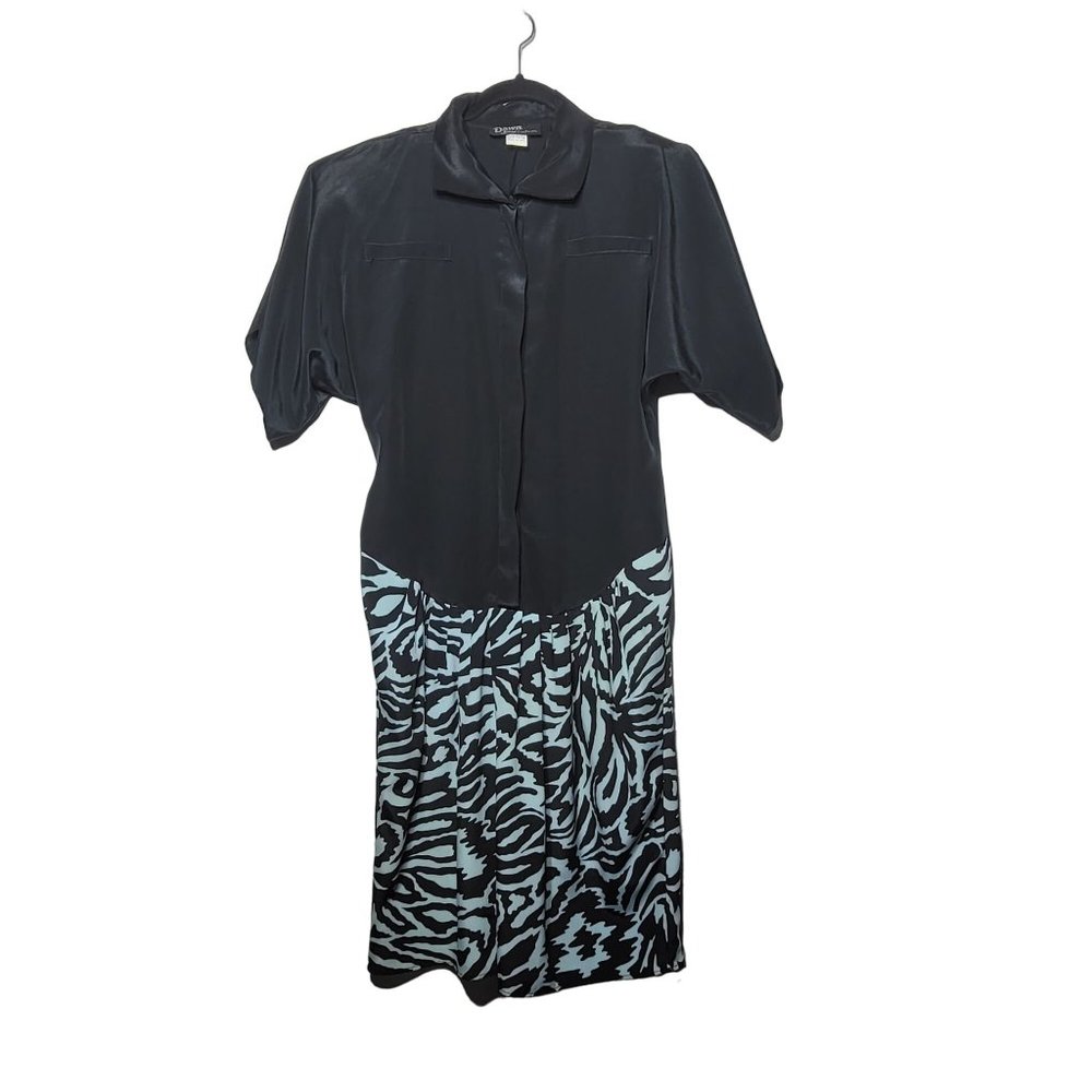 Vintage 90's Dawn Joy Fashions‎ Women's Animal Print Collared Button Dress 11/12